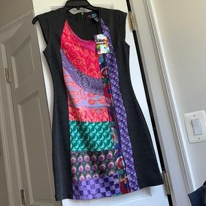 New Desigual Vest_Suaves Dress with colorful front panel in Size S